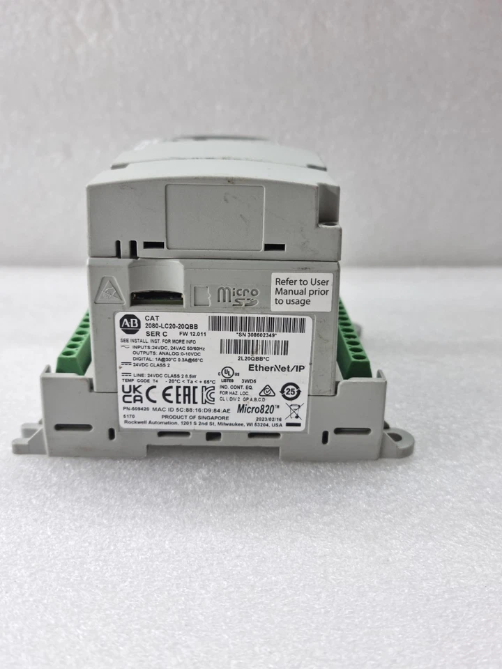 ALLEN BRADLEY Micro820 2080-LC20-20QBB SER C EtherNet Ip Plc (Error as Video)